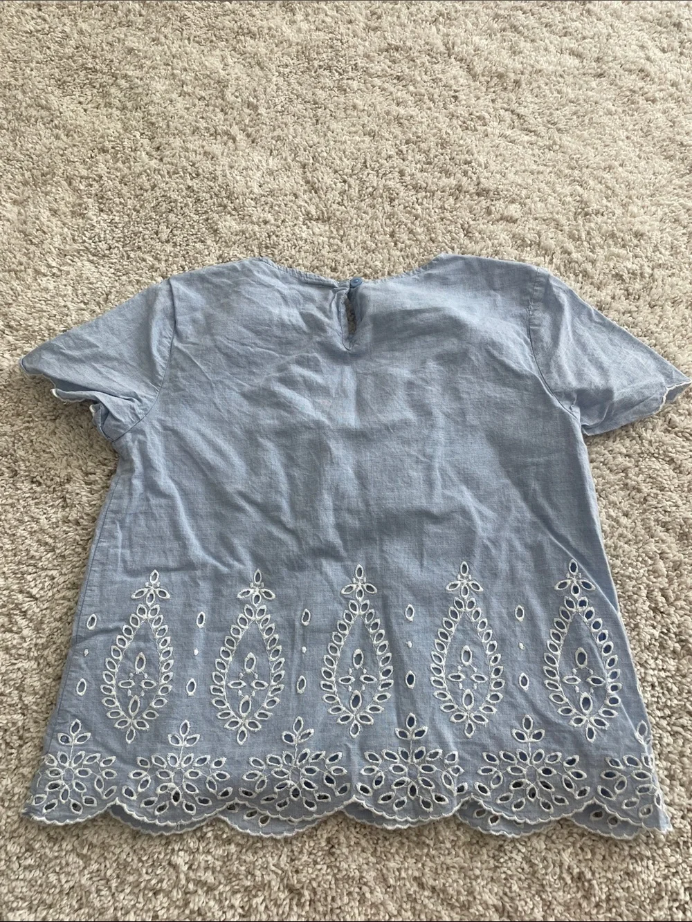 GAP Light Blue Eyelet Hem Short Sleeve Top